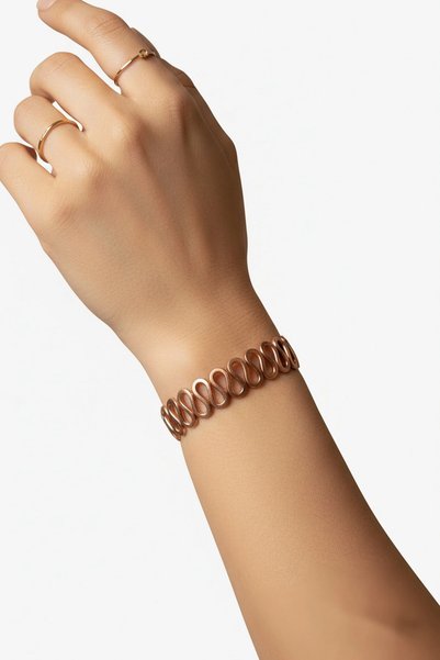 Pozitif Doğal Taş Pure Copper Bracelet, Curved Bracelet 509-1