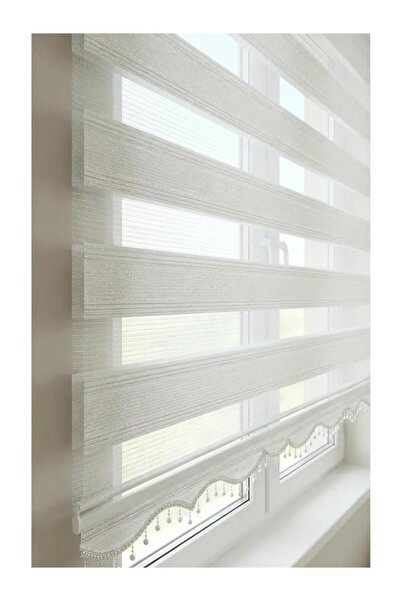 BBB Pliseli Zebra Stor Perde Gümüş Simli Boncuklu PLS_V01