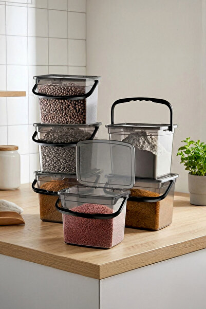 NESS HOME 6-Piece Mega Size (4 Liter) Flour Storage Container with Handle - G...