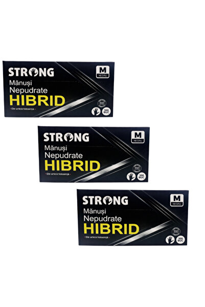 Strong Promo Pack 3 x Black nitrile + vinyl gloves, Strong, Hybrid, powder-fr...