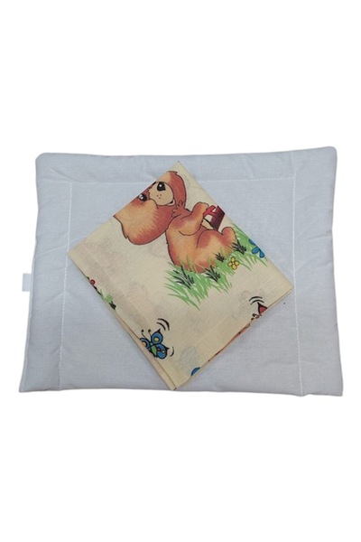 Albatex Home Baby pillow set 30x40x2 cm with pillowcase, M003 Cream Teddy Bea...