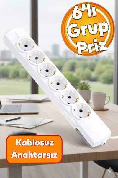 ÇEÇEN HOME Kablosuz Anahtarsız 6'lı Grup Priz Klemensli , 6'lı Priz, Çoklu Ço...