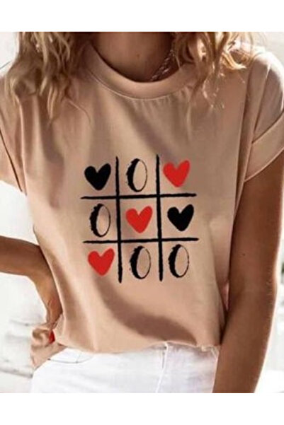 Mad Diva Tricou Bej din Bumbac X si O Love