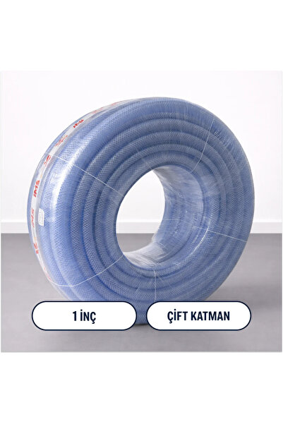Süper Örgülü Şeffaf Bahçe Sulama Hortumu - 1 İnç 50 Metre