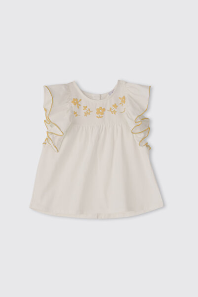 Panço Kız Çocuk Baskı Detaylı Ekru Tişört