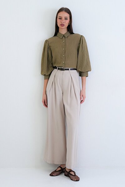 VAGGON Balon Sleeve Transparent Shirt