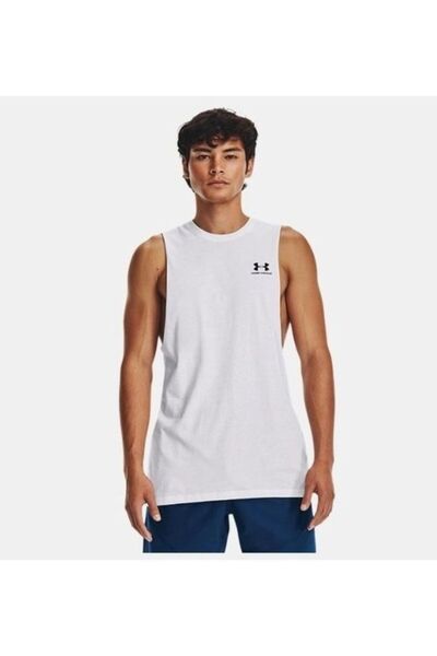 Under Armour Left Chest Cuf Off Men's White Tank Top