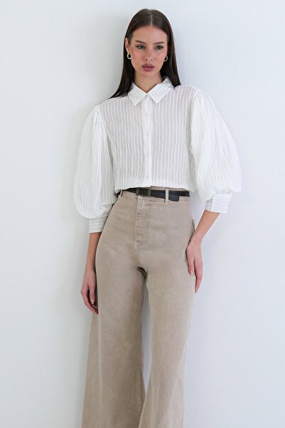 VAGGON Balon Sleeve Transparent Shirt