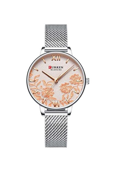 Curren ساعة نسائية بلانش مقاومة للماء مصنوعة من المعدن، ساعة تناظرية