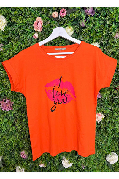 Mad Diva Tricou Orange din Bumbac, I Love you