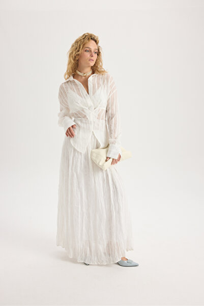 MAI STUDIOS CO. Tanoa Stripe Pattern Ecru Long Skirt