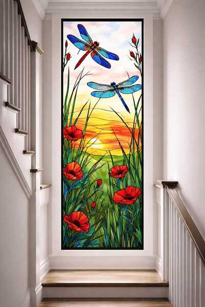 burawall şeffaf vitray desen yapışkanlı cam folyo 90cmx 2 metre