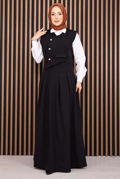 Asm Pile Detailed Shirted Gilet Suit Black