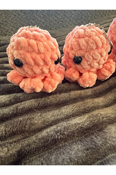amigurumibaby سلسلة مفاتيح منسوجة من القطيفة على شكل أخطبوط أميجورومي