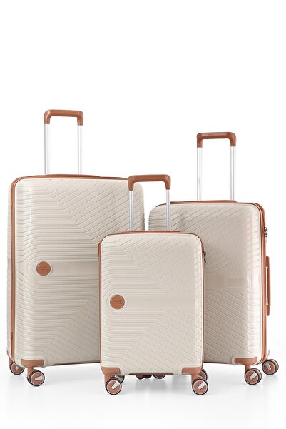 ÇÇS 5239 POLİPROPİLEN KIRILMAZ 3 LÜ SET VALİZ BÜYÜK ORTA KABİN