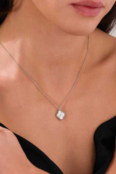 AcestesDesign 925 Ayar Gümüş Şans Model Lazer İşlemeli Yonca Kolye