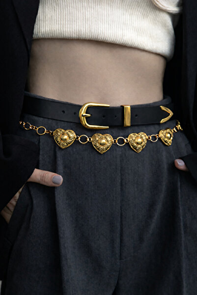 CSR AKSESUAR 2 curele cu lanț cu inimă în relief auriu și 2 curele din piele ...