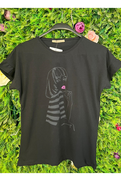 Mad Diva Tricou Negru din Bumbac #Selfie