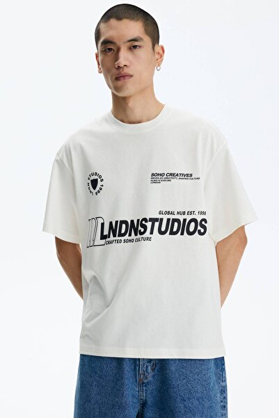 H&M Baskılı Tişört Relaxed Fit