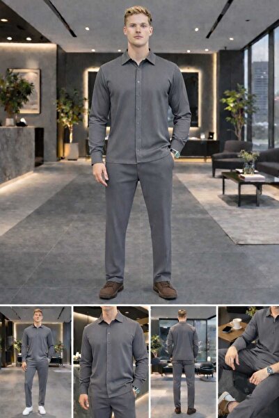 BRLKN Men's Long Sleeve Shirt Tracksuit Ottoman Set