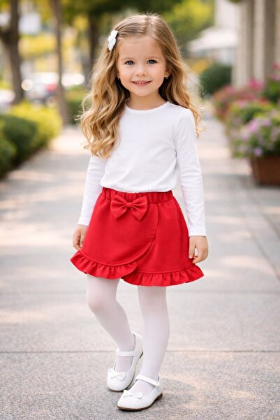 adabebekgiyim ŞORT ETEK VE FIRFIRLI ETEK 23 NİSAN KIRMIZI VEYA SİYAH