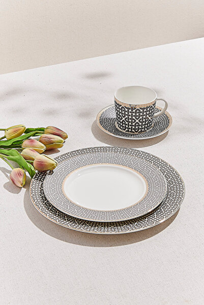 Paşabahçe Kahve Link Porselen Yemek Tabağı Krem Kahve