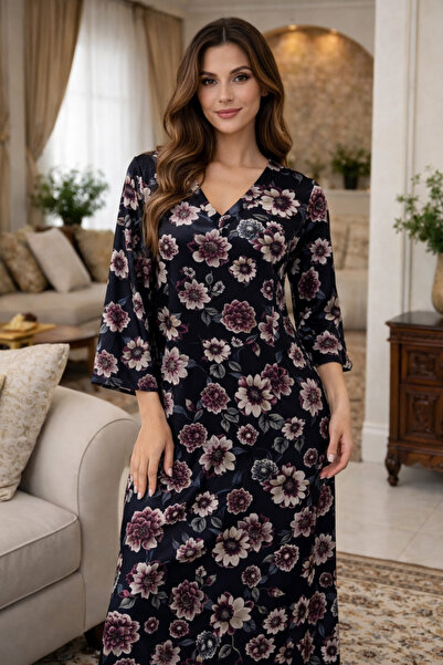 BATRINA STYLE Floral print satin house dress
