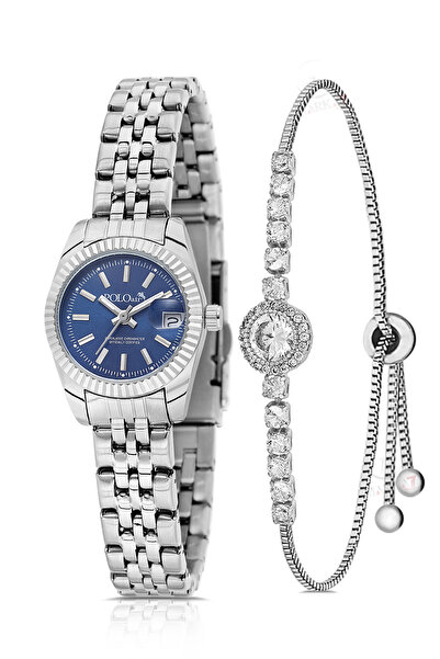 Polo Air Women Wrist Watch with Calendar Zircon Stone Round Bracelet Combinat...