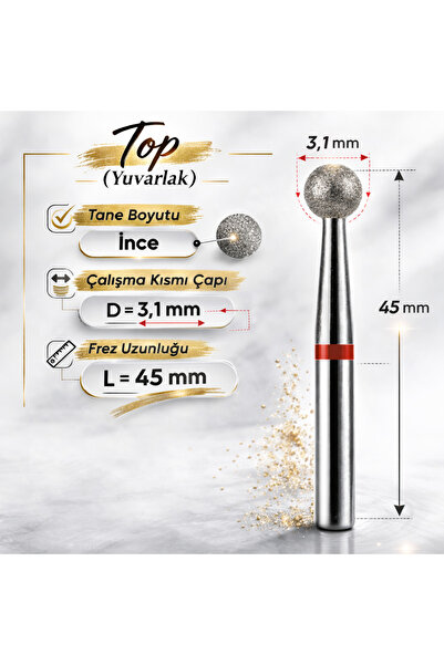 Mia Professional Diamond Milling Head Ball (Medium Soft Red) 0.31 mm - Price ...