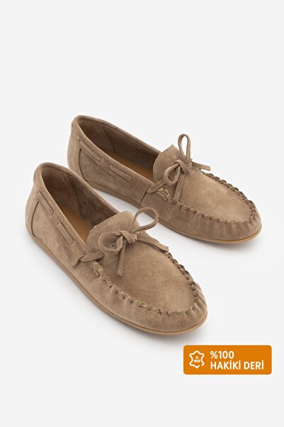 Marjin Women's Genuine Leather Lace-Up Bowknot Moccasin Drawstring Loafer Cas...