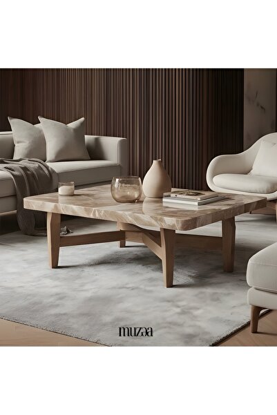 Grand CNS Group HAVEN Mermer Sehpa, Ahşap Ayaklı, Özel Tasarım