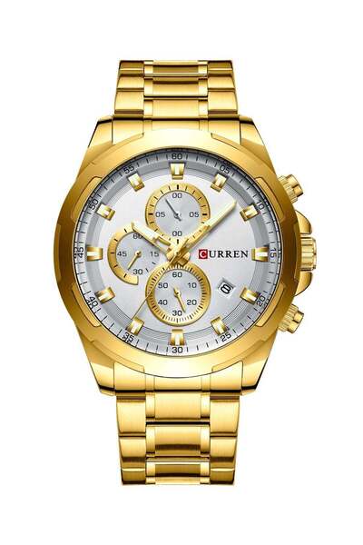 Curren Men's Chronograph Waterproof Stainless Steel Band Casual Quartz Watch ...