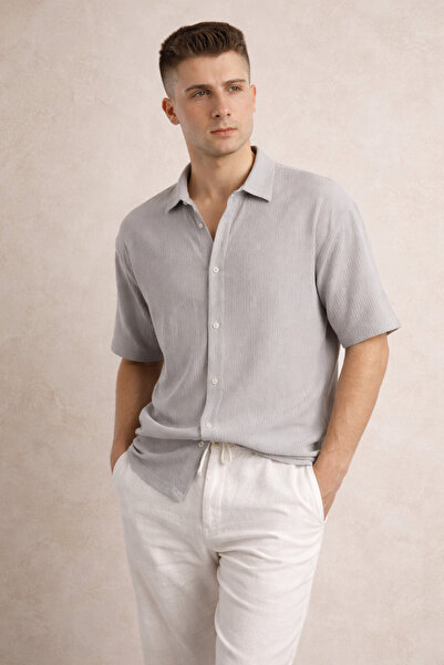 Polo State Ανδρικό πουκάμισο από ύφασμα με τσαλακωμένη υφή κανονικής εφαρμογή...