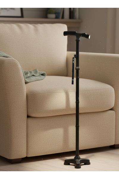 Generic Five-Section Folding Crutch with LED Light, Adjustable Telescopic Wal...