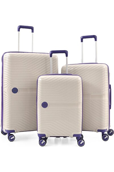 ÇÇS 5239 POLİPROPİLEN KIRILMAZ 3 LÜ SET VALİZ BÜYÜK ORTA KABİN