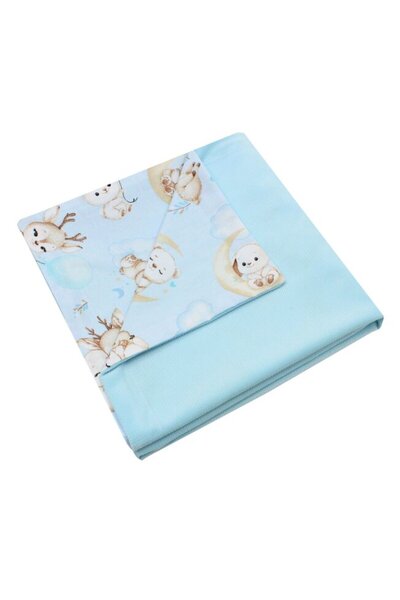 PRICHINDEL Velvet Deluxe Blanket, Cotton Reverse, Bambi Deer, Blue, 80 x 100 cm