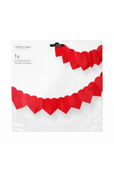 Party Ghirlandă decorativă inimioare, roșu, 4 m