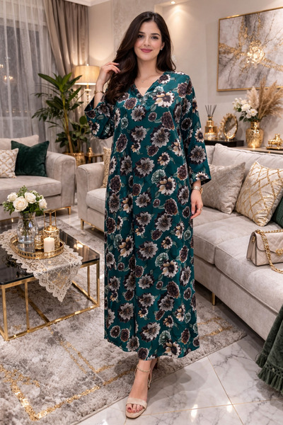 BATRINA STYLE Floral print satin house dress