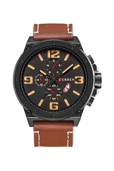 Curren Men's Leather Analog Watch 652LM038 034 - 48 mm - Brown