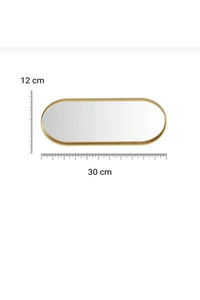 Jovi Hard Plastic Gold-Framed Oval Mirrored Presentation Stand – Wall Decor (Multi-Purpose) 12×30 cm / 1 Piece