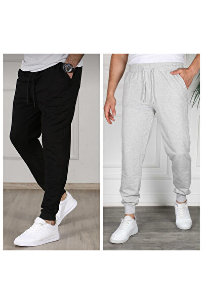 KİMSE GÖRMEDEN Men's Tracksuit with Ribbed Legs, 2-Piece Set, 2 Pieces, Black...