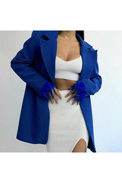 Mad Diva Long Blue Feather Jacket, Dakota