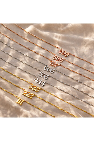 Shiny Jewellery Melek Sayılı Kolye Kişiye Özel Tasarım 3 Renk Seçenekli 925 A...