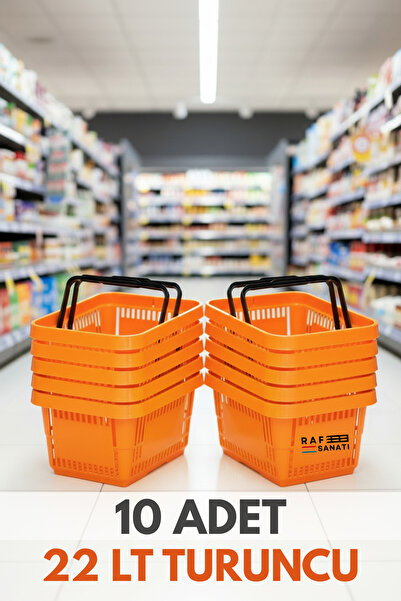 Raf Sanatı 10 Pcs / 22 Liters Plastic Grocery Shopping Basket Professional Gr...