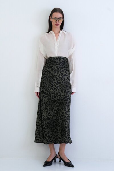 VAGGON Leopard Patterned Maxi Skirt