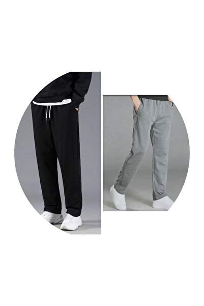 KİMSE GÖRMEDEN Men's Tracksuit Wide Legged Pipe Legged 2-Piece Set 2Pcs Black...