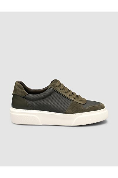 Cabani Khaki Women's Sneaker with Suede Leather Mesh Design