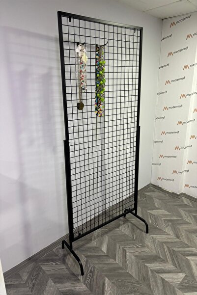 SMR MODERN RAF AHŞAP VE ÇELİK RAF SANAYİ Oval Profil Ayaklı Tel Pano Siyah 75...