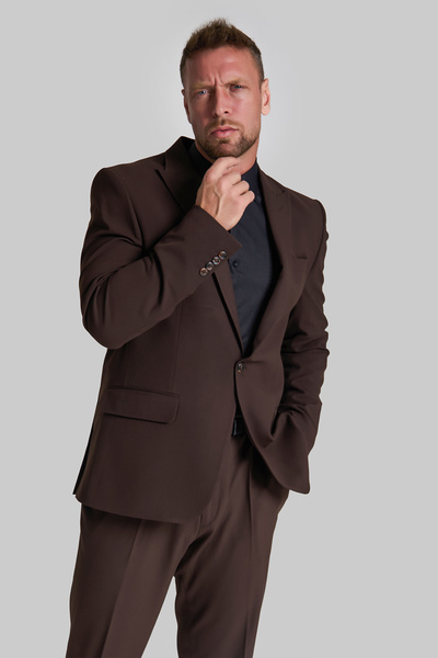 GustmanModa KAHVERENGİ SLİM FİT TAKIM ELBİSE