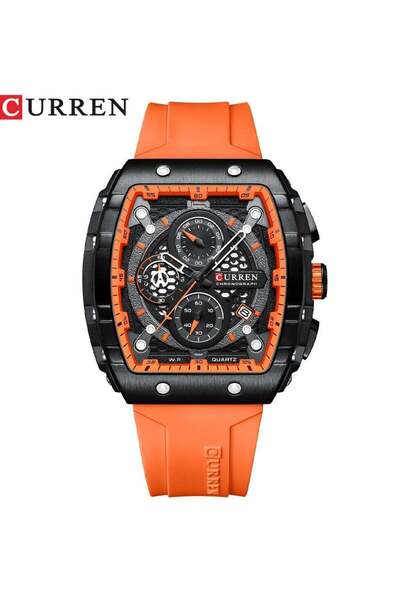 Curren Men's Waterproof Quartz Watch, Luminous Markers, Silicone Strap, 8442 ...